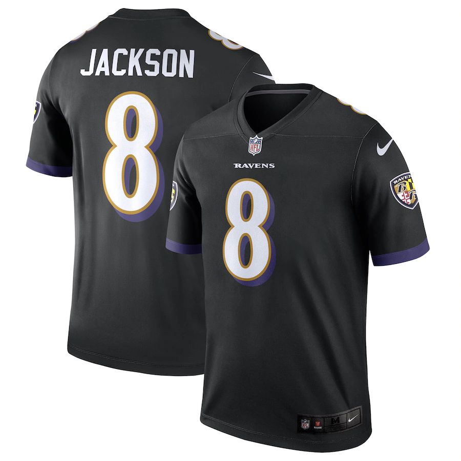 Men Baltimore Ravens 8 Lamar Jackson Nike Black Legend NFL Jersey